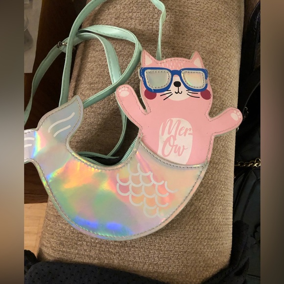 Handbags - Mermaid Cat Crossbody Bag for Kids - Pink and Iridescent